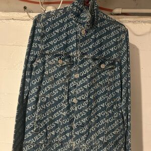 GUESS Logo Print Denim Jacket for Men